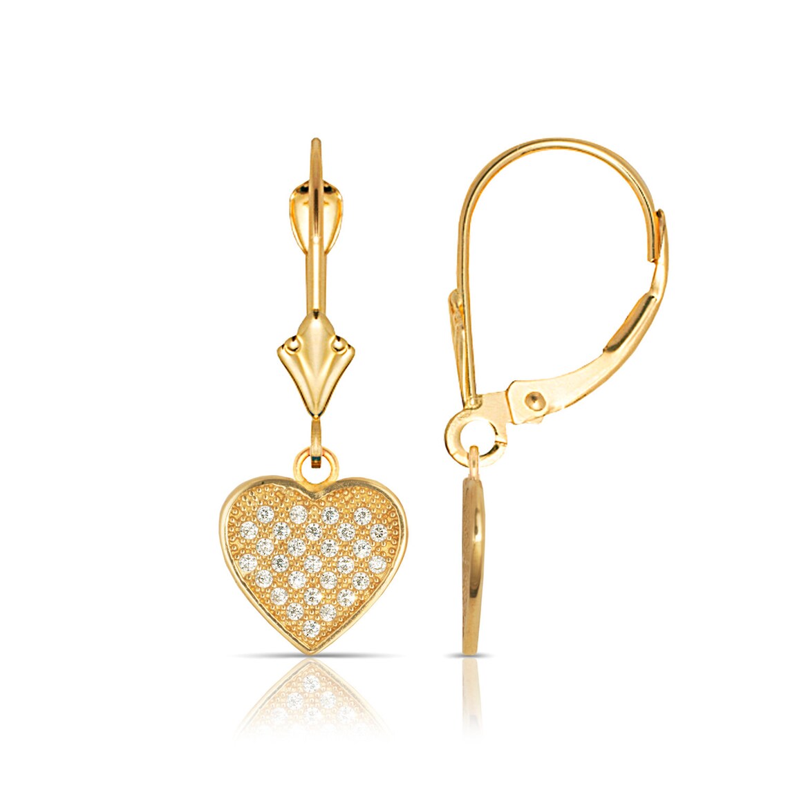heart shaped leverback earrings