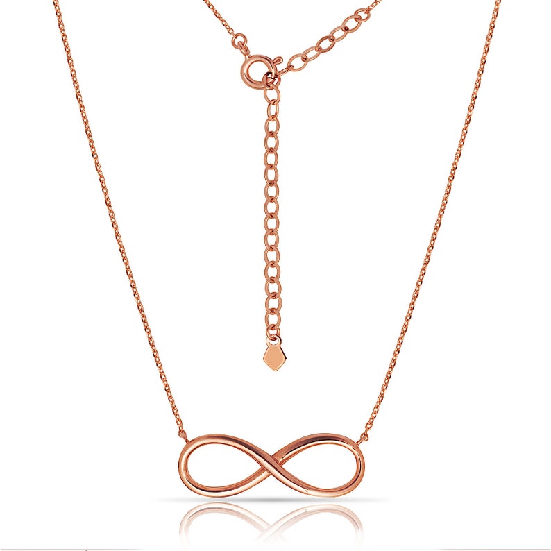 14K Infinity Pendant with Chain Rose or White Gold Yellow