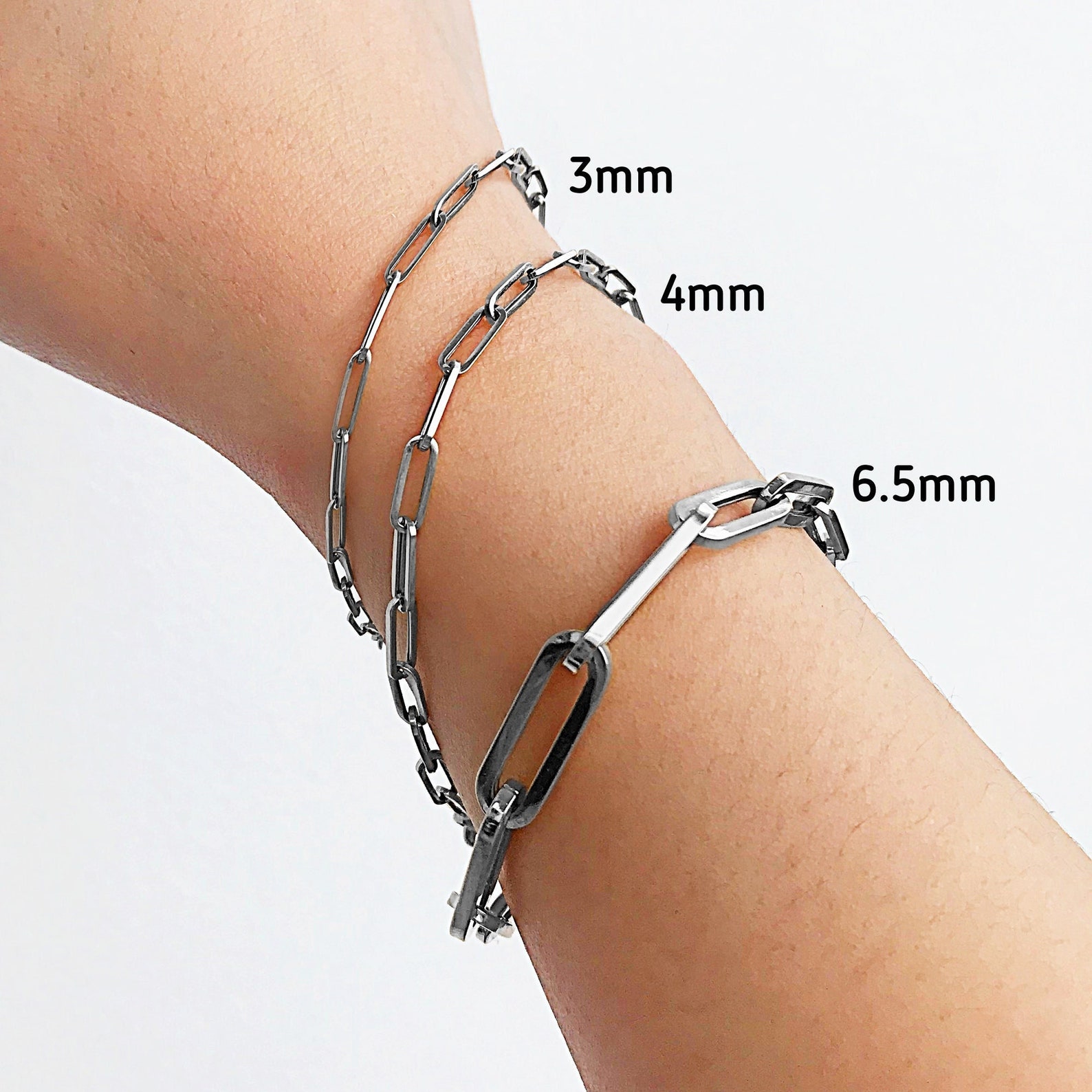 14K Solid White Gold Paperclip Bracelet Gold Paperclip Etsy