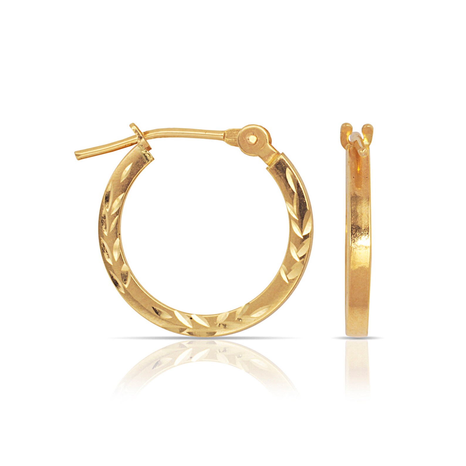 Embellished 14K Solid Gold Hoop Earrings Yellow or White Etsy