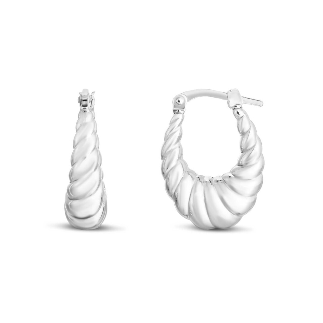 Graduated Hoops Silver Twisted Graduated Hoops Sterling Silver Polished Twisted ...
