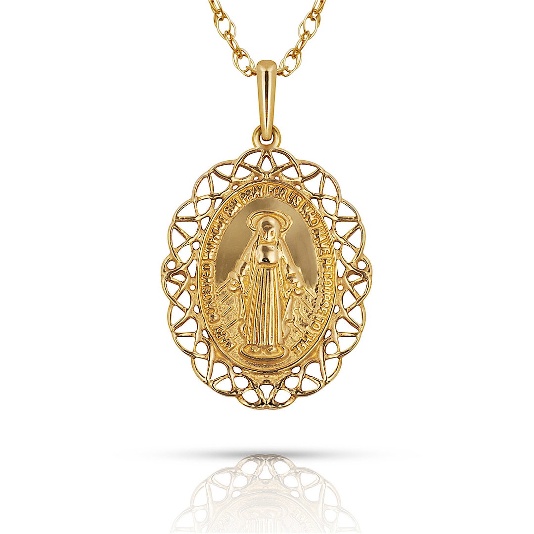 14K Gold Religious Pendant With Cubic Zirconia Yellow or White Gold Etsy