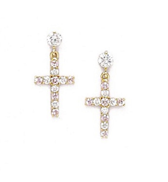 diamond cross stud earrings