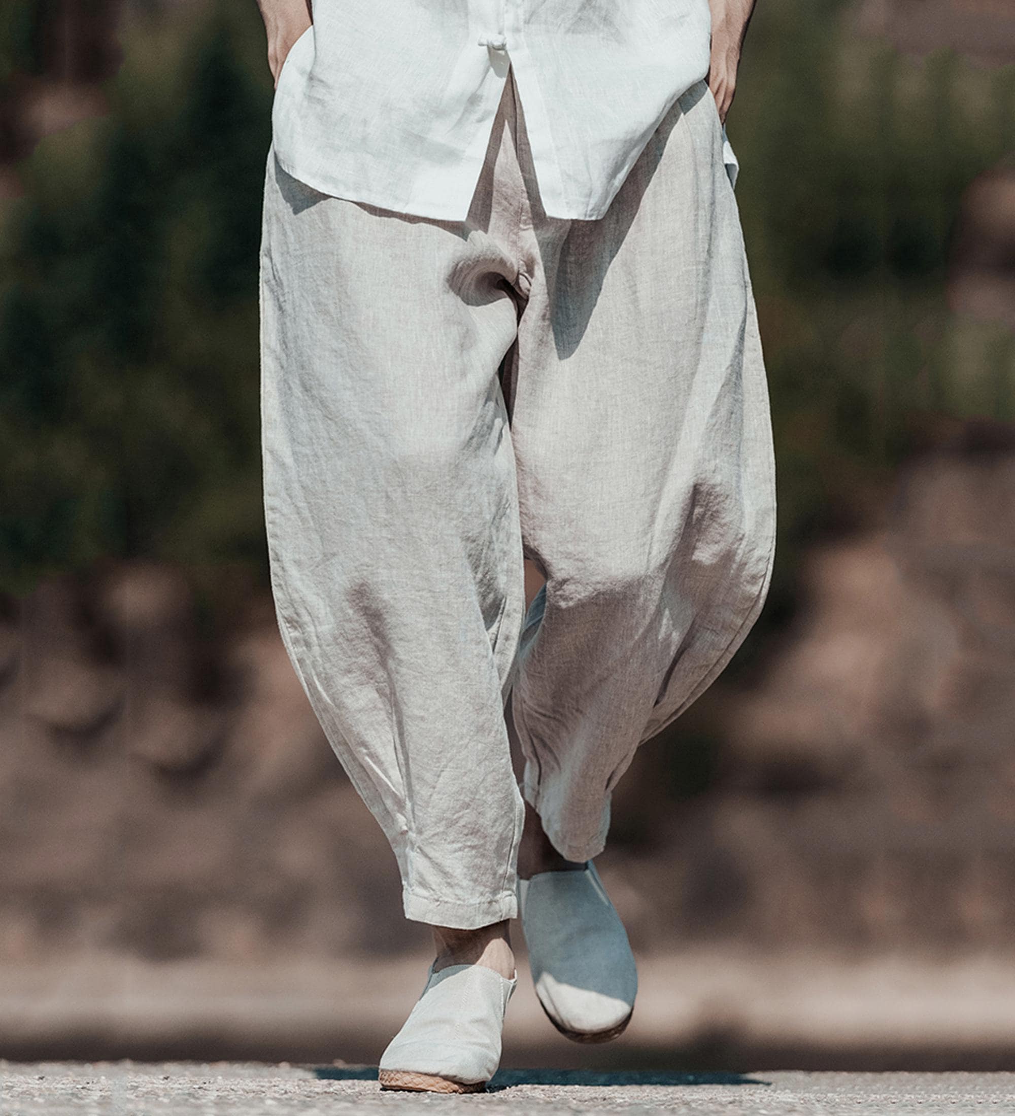 Linen Harem Pants: Unisex Wide-leg Tapered Trousers - Etsy