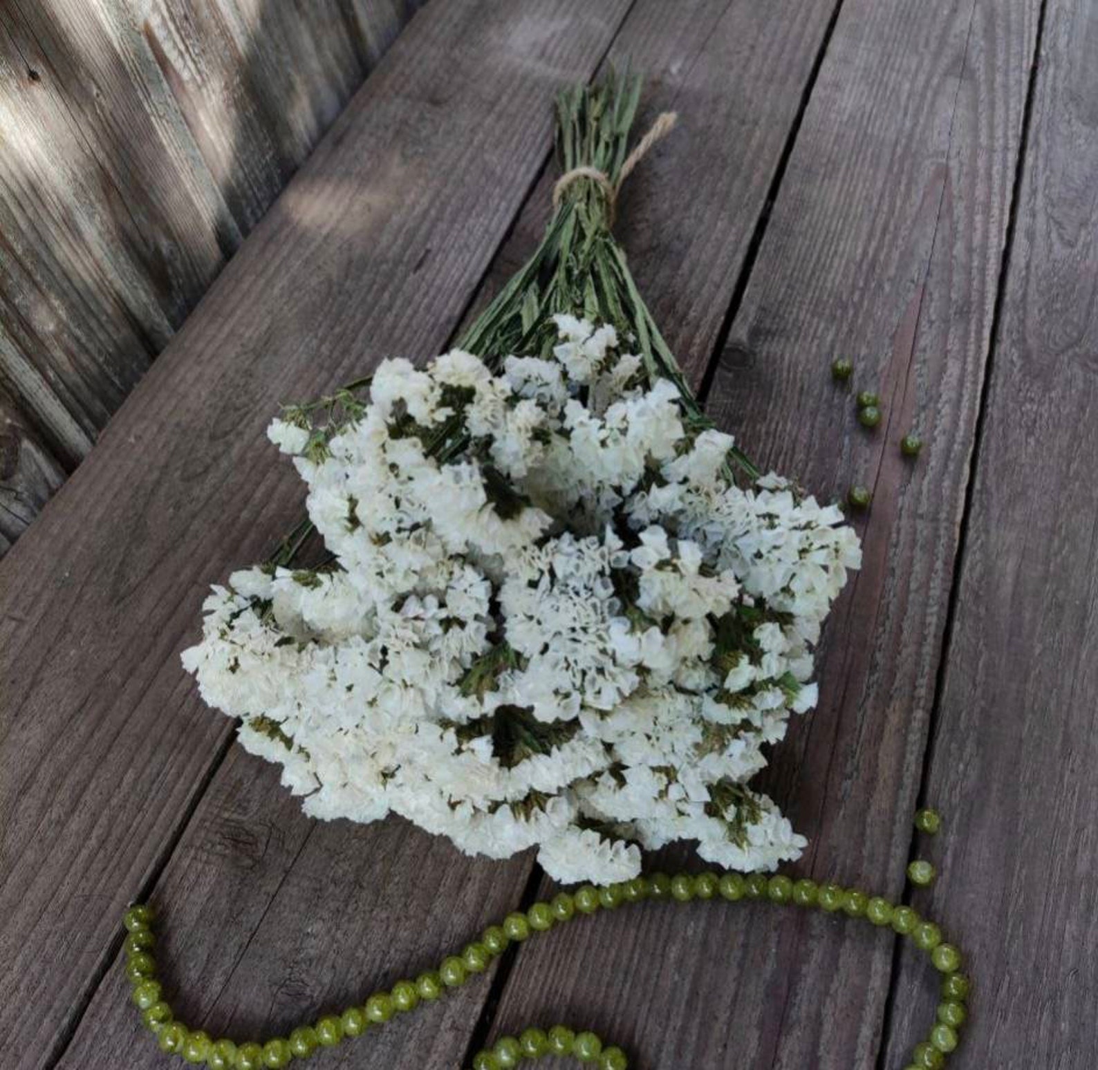 Dried White LIMONIUM white statice wedding flower bouquet a Etsy