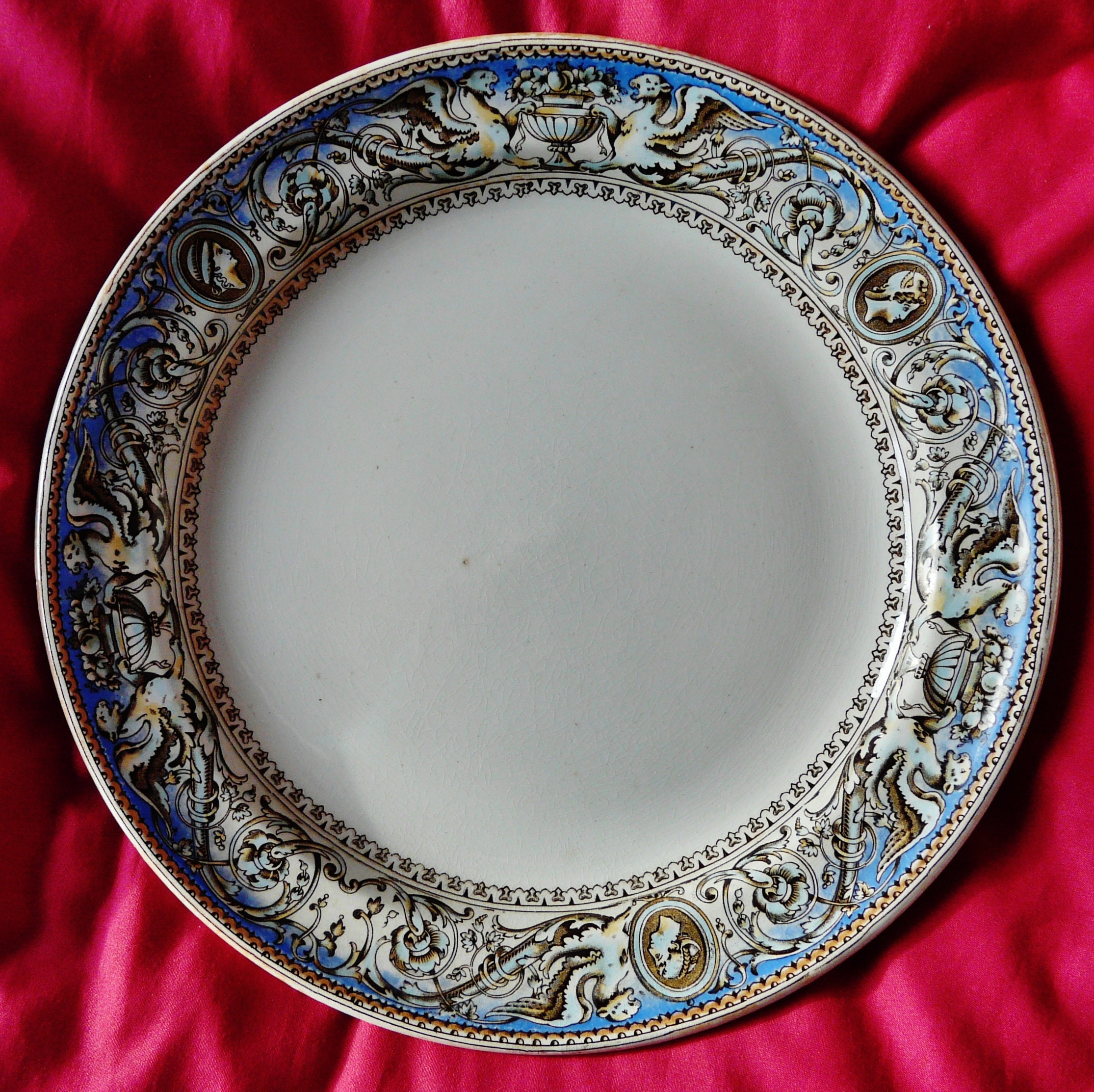 1862 Minton & Co Blue Florentine Dinner Plate