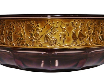 Moser-amethistkristal met vergulde fries