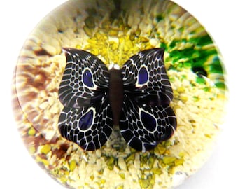 Fermacarte in cristallo a forma di farfalla Baccarat del 1978