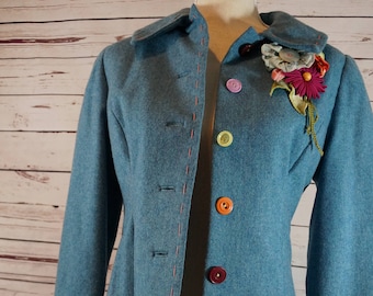 Handmade Blue Pea Coat