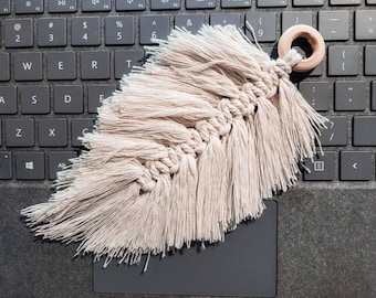 Macrame Feather Leaf Keychain