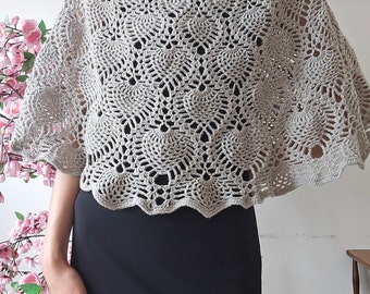 Hand Crocheted Cool Gray Shawl