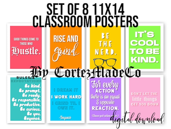 Middle High School Classroom Posters Digital Download Etsy