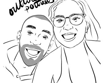 Simple Digital Portrait | Line Portrait | Outline Only | Digital Illustration | Portrait | Family Portrait | Couple Portrait | Pet Portrait