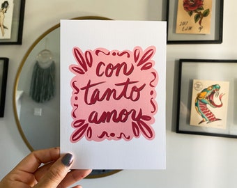 CON TANTO AMOR Print | Card | Wall Art | Home Decor | Dorm | Latina | Latinx | Chicana | Spanglish | Spanish | Mexican | CortezMadeCo