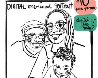 One lined style digital portrait | Digital Illustration | Portrait | Family Portrait | Couple Portrait | Pet Portrait