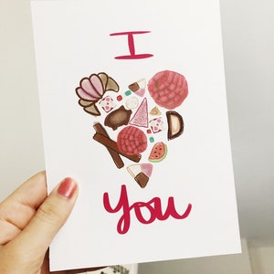 I LOVE YOU Pan Dulce Print Card Wall Art Home Decor Dorm Latina Latinx Chicana Spanglish Spanish Mexican CortezMadeCo image 2