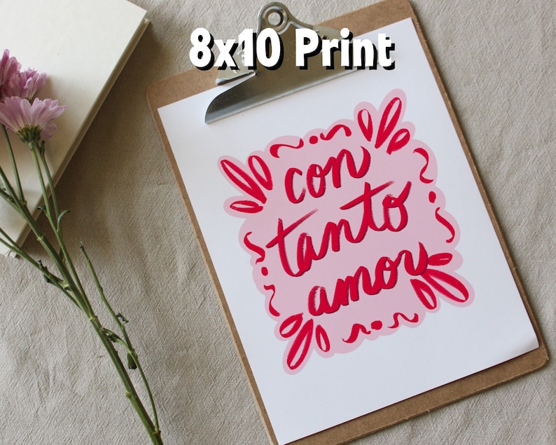 CON TANTO AMOR Print Card Wall Art Home Decor Dorm Latina Latinx Chicana Spanglish Spanish Mexican CortezMadeCo image 3