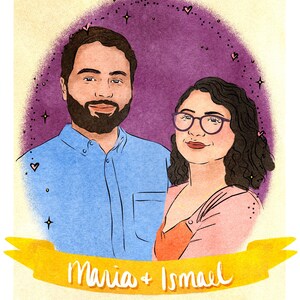 Full Color Watercolor Style Digital Couple Portrait Digital Download Only Couple Illustration Wedding Portrait Digital Art image 9