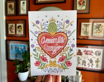 AMORCITO CORAZÓN *new* Print | Card | Wall Art | Home Decor | Dorm | Latina | Chicana | Spanglish | Spanish Affirmation | CortezMadeCo