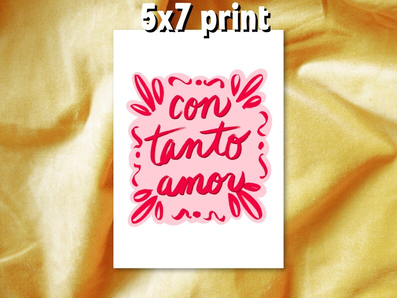 CON TANTO AMOR Print Card Wall Art Home Decor Dorm Latina Latinx Chicana Spanglish Spanish Mexican CortezMadeCo image 4