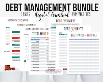 Debt Tracker Printable Bundle | 7 Debt Busting Worksheets | Budget Planner | Money Tracker | Money Binder | Digital Download