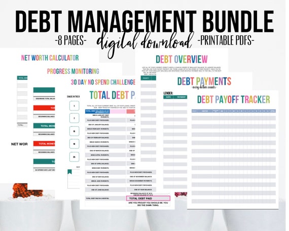 debt tracker printable bundle 7 debt busting worksheets budget planner money tracker money binder digital download net worth worksheets