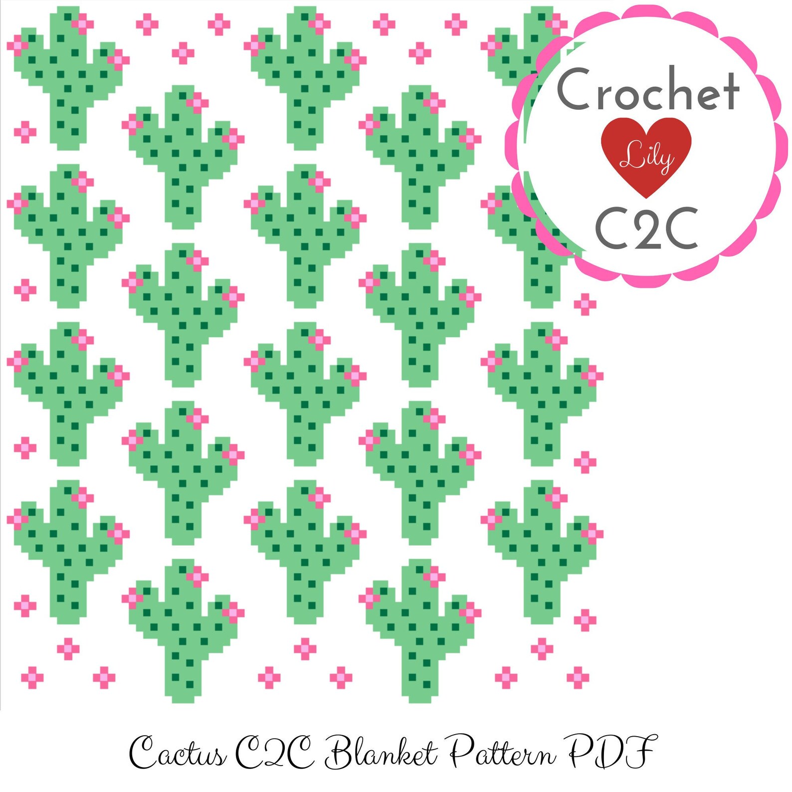 Cactus Baby blanket Crochet blanket C2C pattern C2C Etsy