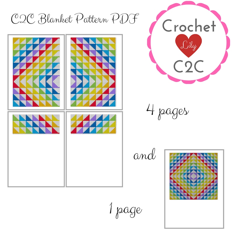 C2C afghan C2C graph C2C blanket C2C pattern C2C crochet Corner to corner Rainbow triangles Triangles crochet Crochet blanket