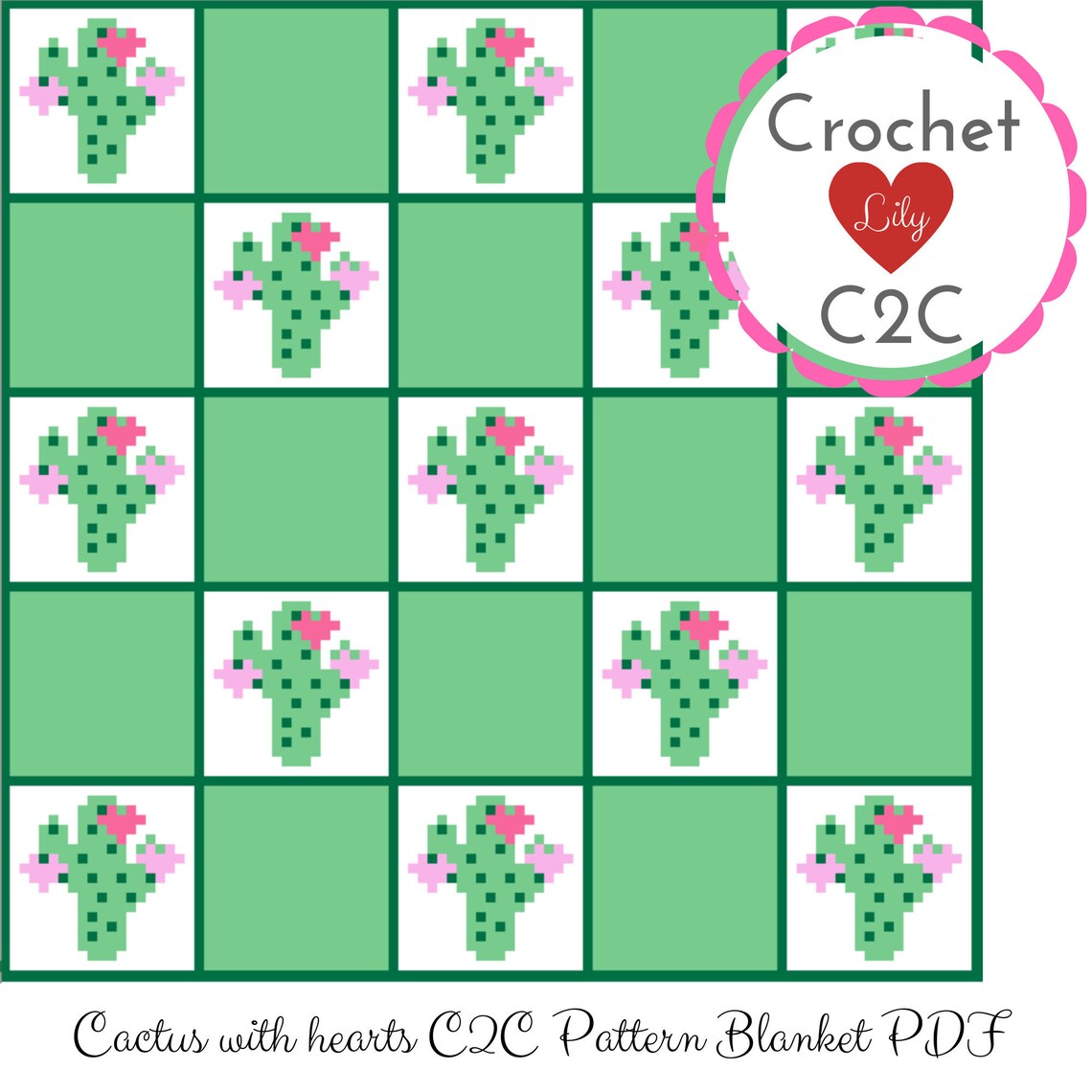 Cactus Baby blanket Crochet blanket C2C pattern C2C Etsy