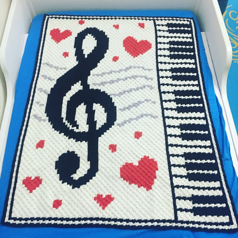 C2C crochet pattern Music blanket Piano blanket C2C Etsy
