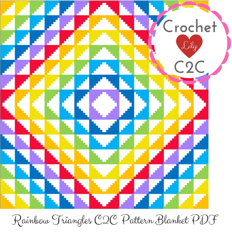 C2C afghan C2C graph C2C blanket C2C pattern C2C crochet Corner to corner Rainbow triangles Triangles crochet Crochet blanket