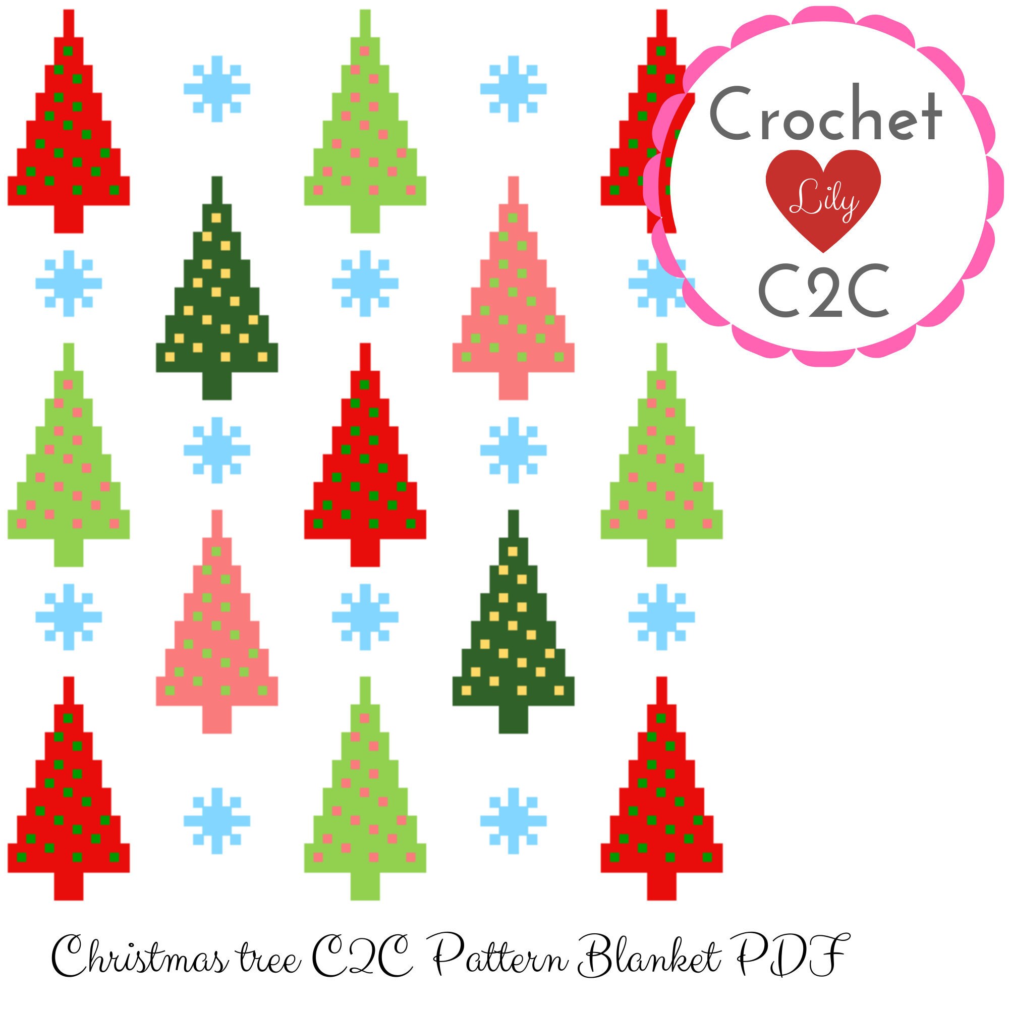 Christmas blanket Christmas tree C2C crochet pattern C2C Etsy