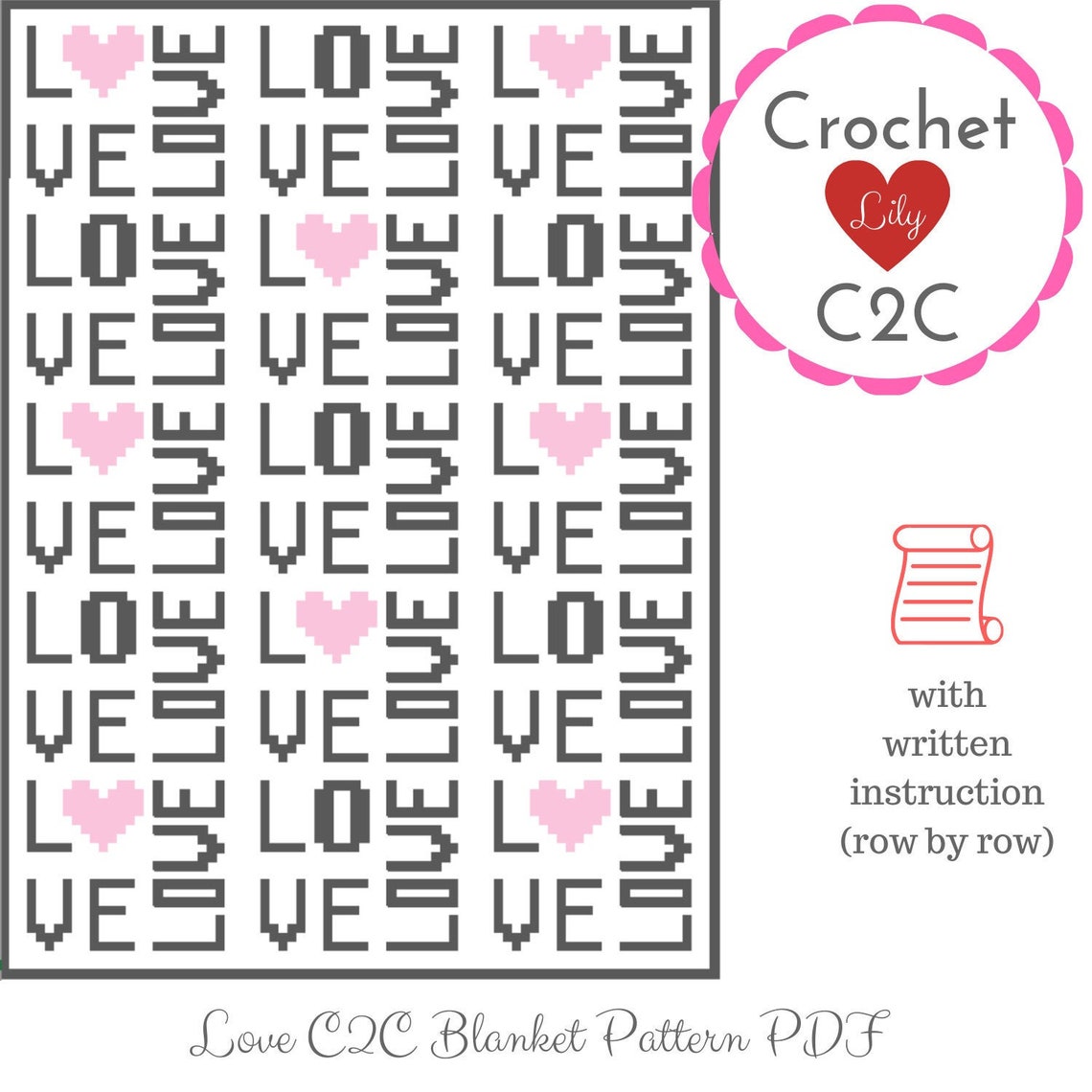 Love Blanket I Love You Cozy Blanket C2C Crochet Pattern Etsy