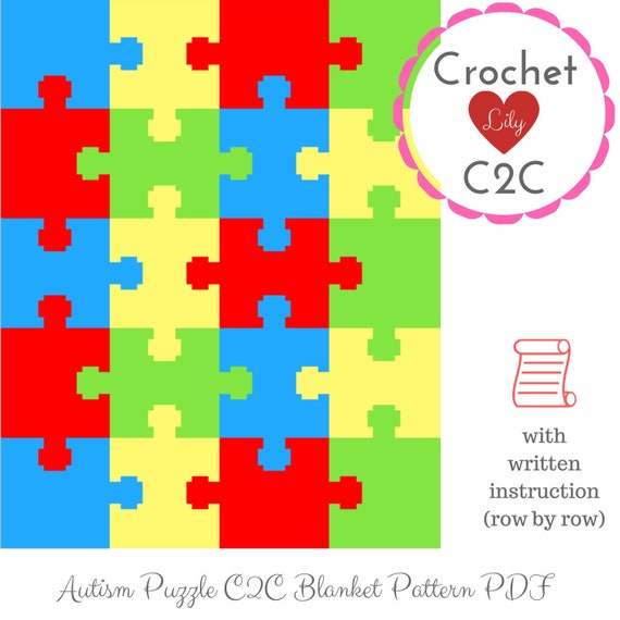 Autism Blanket pattern Autism blanket Autism puzzle C2C Etsy