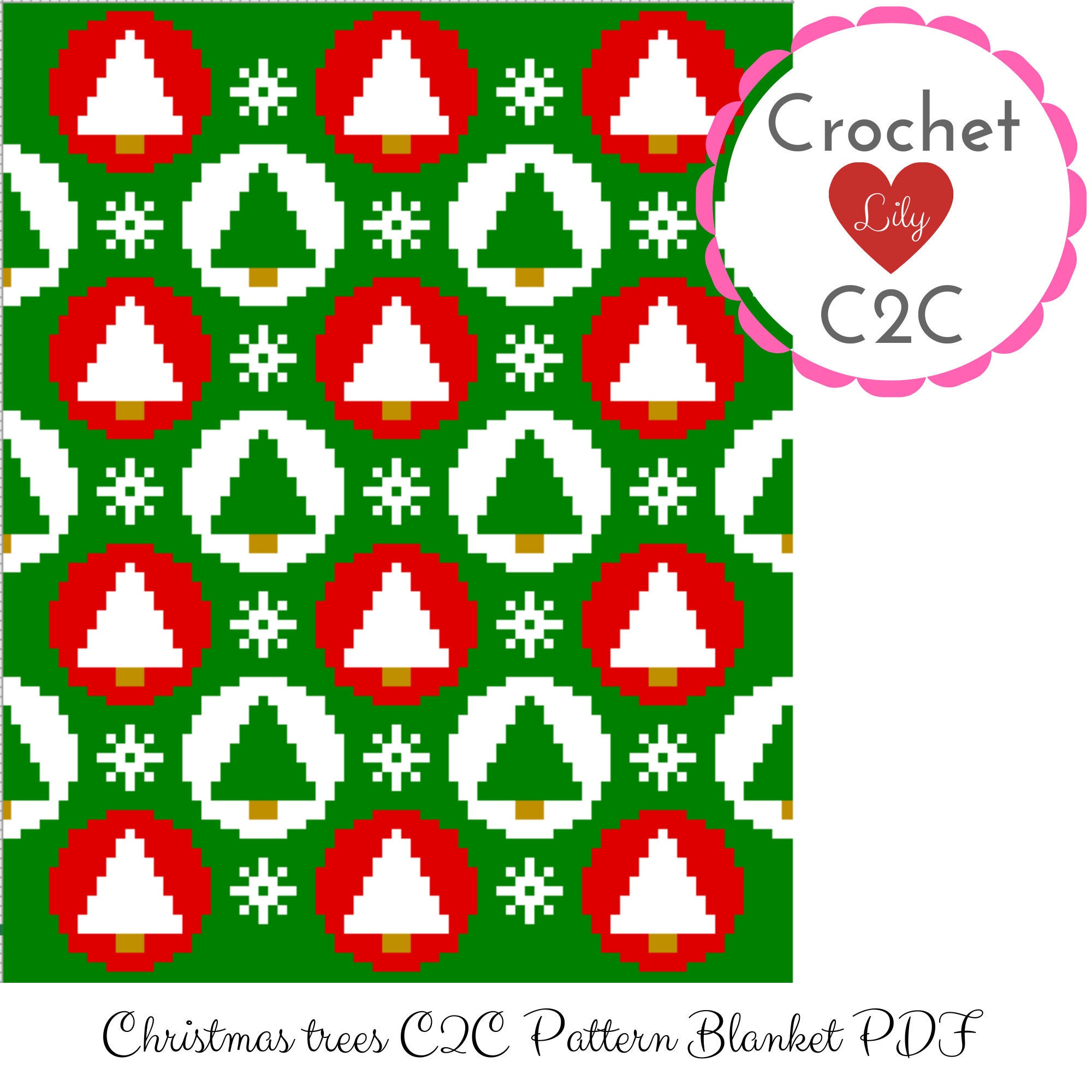 Christmas blanket Christmas tree C2C crochet pattern C2C Etsy