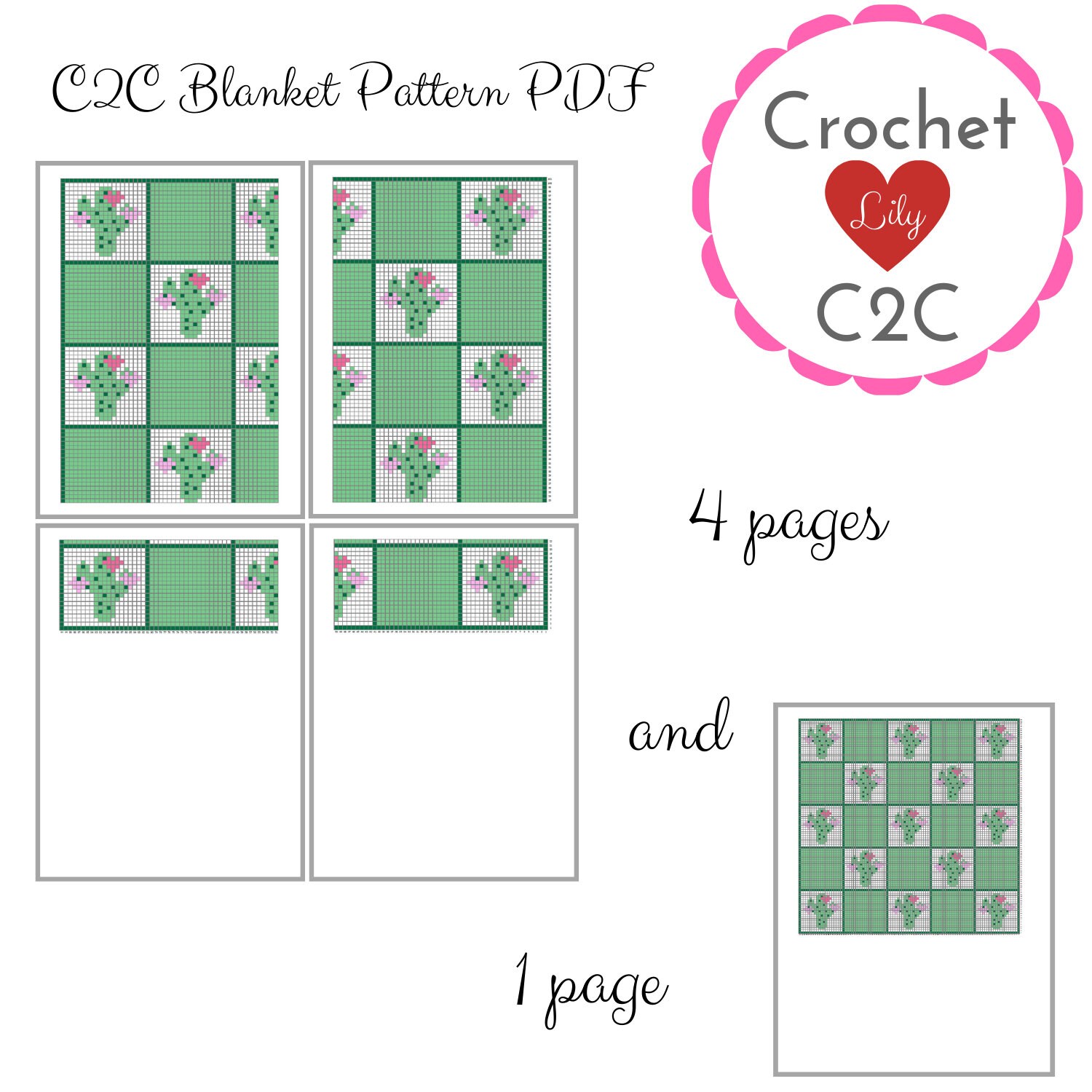 Cactus Baby blanket Crochet blanket C2C pattern C2C Etsy