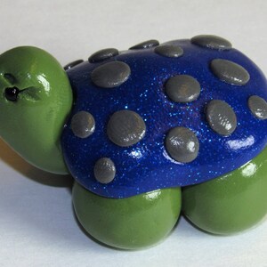 Cute Polymer Clay Blue Glitter Turtle Figure Sea Creature Animal Ocean Life Figurine Nursery Decor Sculpture Water Miniature