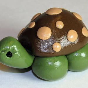Cute Polymer Clay Brown Shelled Turtle Figure Sea Creature Animal Ocean Figurine Nursery Decor Sculpture Water Miniature