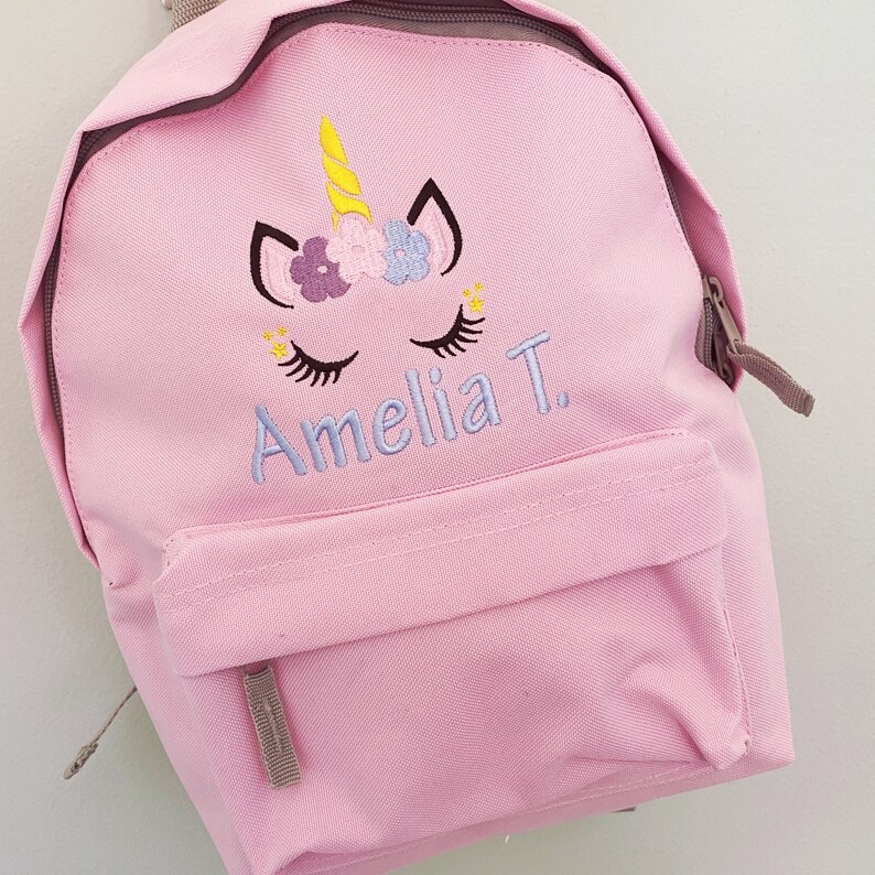 Personalised Unicorn Backpack Rucksack , Personalized Bag , school nursery Bag , Personalised Kids Backpack , Unicorn Backpack image 1