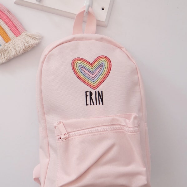 Personalised Rainbow Backpack Rucksack -  Personalized Bag - school nursery Bag - Personalised Kids Backpack - Toddler Backpack  Rainbow Bag