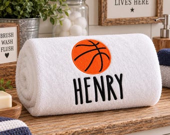 Personalised Basketball Towel | Custom Name Sports Towel | Embroidered Basketball Gift | Basketball Player Gift