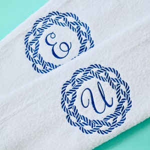 Personalized Luxury Towel: Nautical Embroidered Monogram, 650gsm