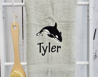 Personalised Towel - Orca Towel - Embroidered Towels - Whale Design Towel - Orca Gift - Whale Gift - Custom Towels - Animal Towels  - Orca