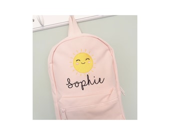 Personalised Child&#39;s Sunshine Backpack Rucksack -  Personalized Bag - school nursery Bag - Personalised Kids Backpack - Toddler Backpack