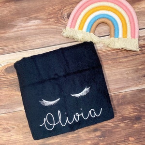 Personalized Eyelash Design Towel: Embroidered Beauty Salon Towel