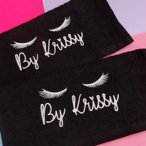 Personalized Eyelash Embroidered Towel: Beauty Salon Gift