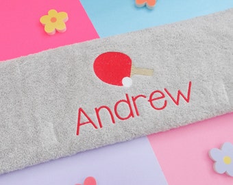 Asciugamano personalizzato - Asciugamano da ping pong - Asciugamani ricamati - Asciugamano da ping pong - Regalo da ping pong - Presente da ping pong - Asciugamano personalizzato