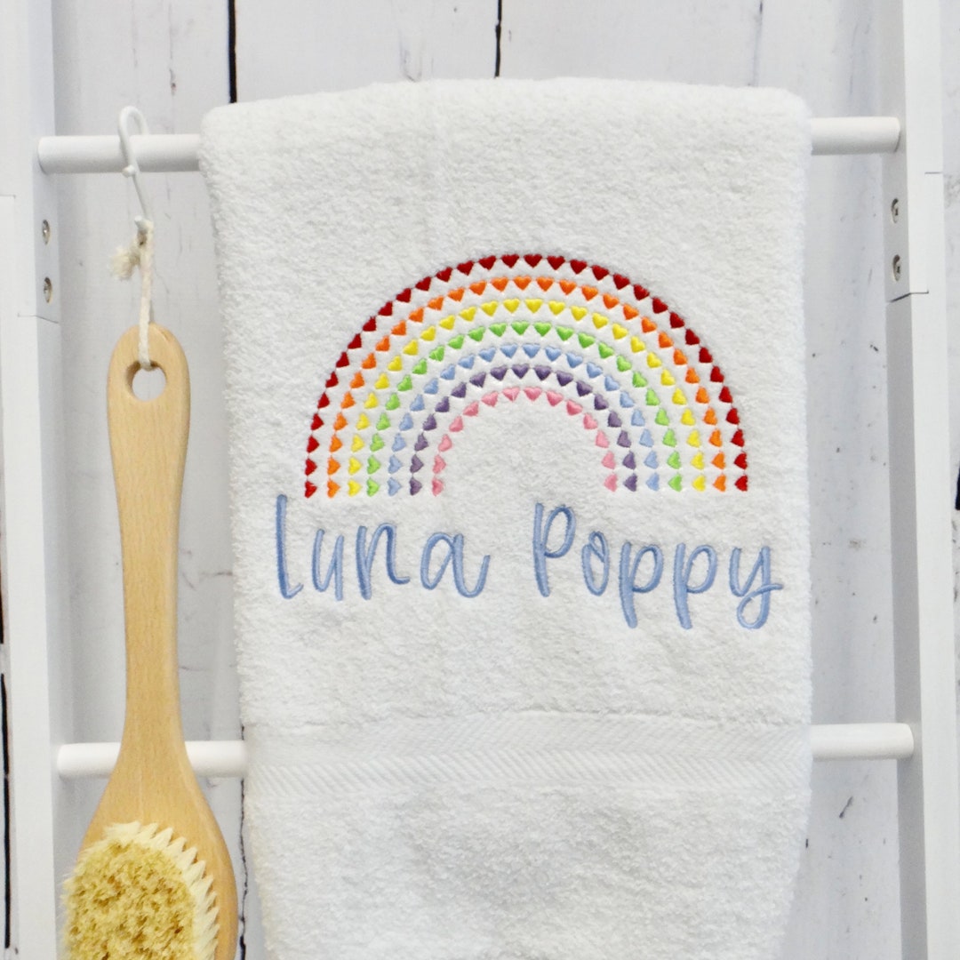Personalised Rainbow Bath Towel / Personalized Rainbow Design Swimming