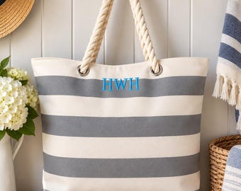 Personalised Beach Bag – Custom Name Tote Bag | Large Summer Beach Bag | Personalised Holiday Bag | Pool & Travel Bag