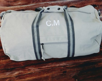 Sac week-end en toile personnalisé : sac cabas avec initiales brodées